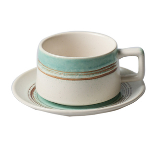 舍里高级感复古咖啡杯碟套装创意粗陶拉花杯子家用高档马克杯水杯