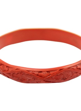 非遗传承剔红古风手工古法雕漆手镯女老外贸出口库存小众复古气质