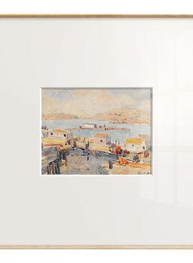 北欧复古海边小镇风景装饰画