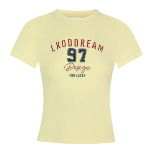 LK STORE LKOD2026夏季新款贴布刺绣字母女短款修身T恤短袖tee