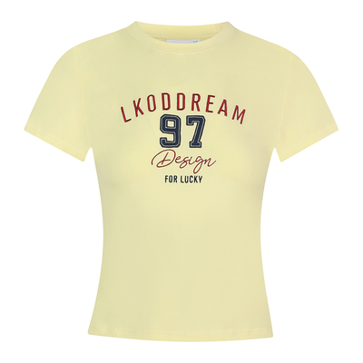 夏季贴布刺绣字母女短款T恤