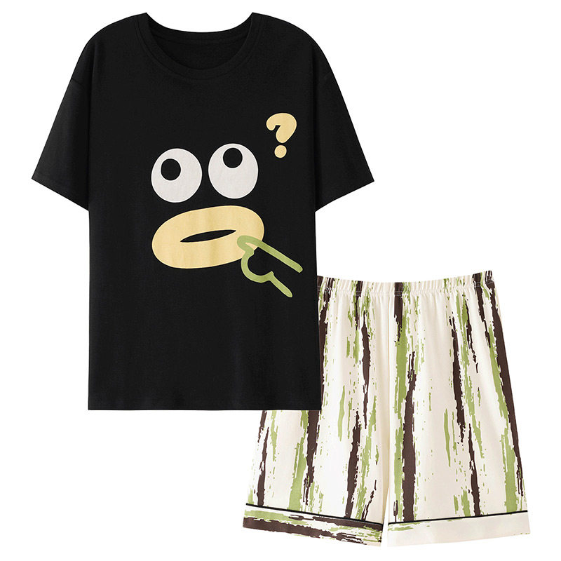 夏季母女短袖纯棉大童搞怪家居服