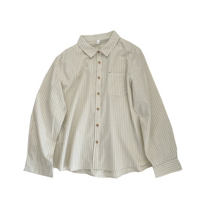 温柔显白~小个子竖条纹衬衫