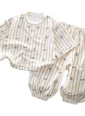 儿童夏季空调服男女孩1-5岁睡衣薄款韩版宝宝家居服套装