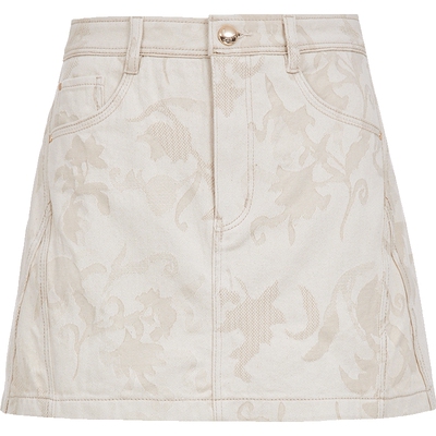 ONLY甜美暗纹满印肌理感牛仔短裤