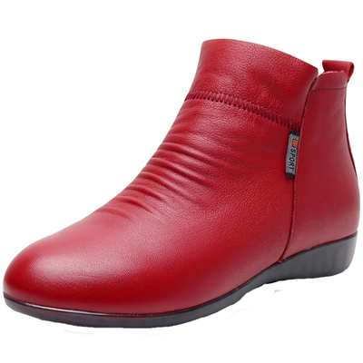 平底短靴舒适软底加绒棉鞋舒适