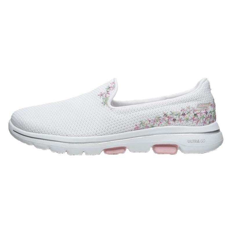 Skechers/斯凯奇正品【GO 系列】女子一脚套懒人鞋绣花编织跑步鞋