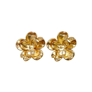 CLOSENSE『双生』原创复古艺术感素金花朵耳饰秋冬氛围新年金耳夹