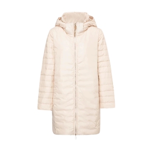 马天奴秋冬新款粉色连帽拉链宽松羽绒服中长款保暖外套时尚百搭女