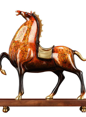 新中式黄铜马到成功摆件乔迁礼