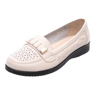 妈妈鞋夏季真皮舒适中年皮鞋镂空休闲单鞋中老年凉鞋女大码凉皮鞋