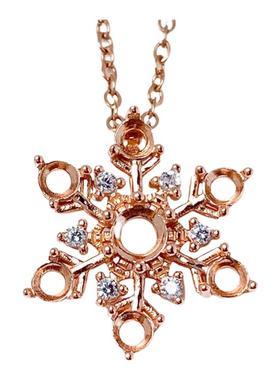 时尚雪花款正圆形3mm4mm吊坠空托