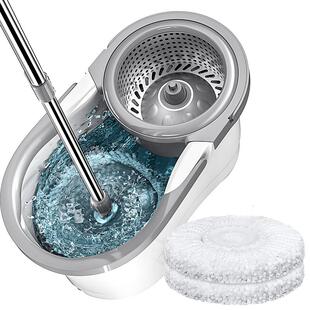 美丽雅旋转拖把家用免手洗懒人自动甩干棉线墩布一拖净不锈钢双驱