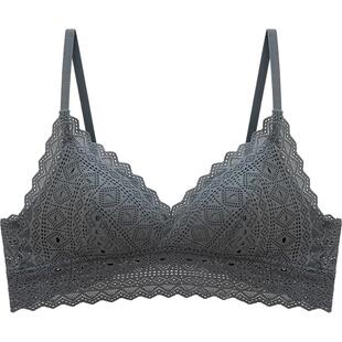 法式内衣女夏天薄款聚拢小胸平胸专用aa杯三角杯文胸白色蕾丝胸罩