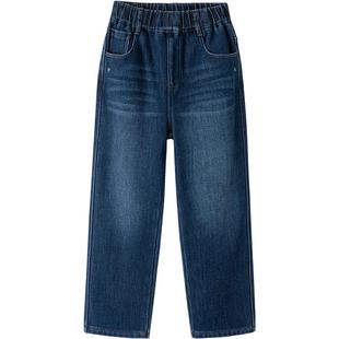 巴拉巴拉男童牛仔裤中大童宝宝加绒裤子冬季新款童装儿童直筒裤潮