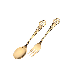 欧式宫廷复古风不锈钢咖啡勺搅拌勺甜品勺子叉子下午茶小勺水果叉