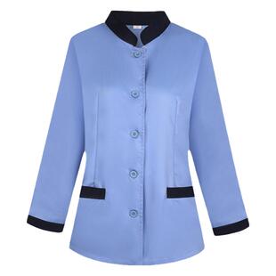 餐饮茶楼保洁工作服女长袖秋季酒店客房清洁工装绿色上衣工装制服