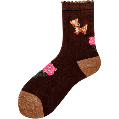 韩国亮丝拼色袜子女秋冬