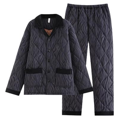 睡衣男士冬季纯棉夹棉家居服