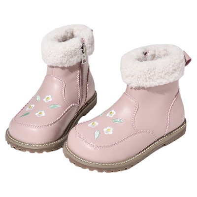 红蜻蜓女童鞋加绒儿童靴子
