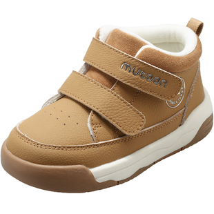 牧童儿童板鞋2025冬季新款男童宝宝皮面休闲鞋加绒保暖女童二棉鞋