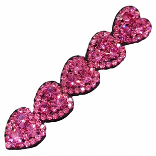 米龙原创设计轻奢捷克钻满钻皮料软底爱心碎发刘海鸭夹一字夹发饰