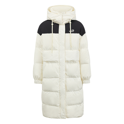 美特斯邦威拼色长款羽绒服