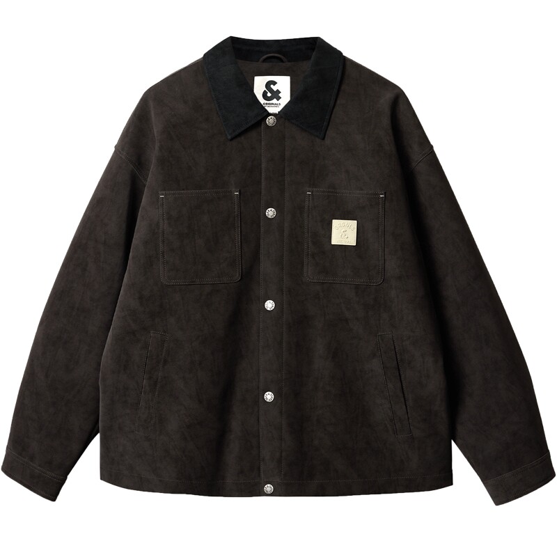 【巴恩风羽绒服】杰克琼斯26秋冬男羽绒服仿麂皮百搭撞色时尚夹克