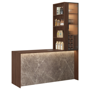 轻奢现代双面吧台桌隔断柜餐厅酒柜一体厨房岛台餐边柜定制G330