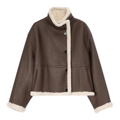 【王楚然同款】CONCISE-WHITE简白 25秋冬新款外套柔系美式皮衣