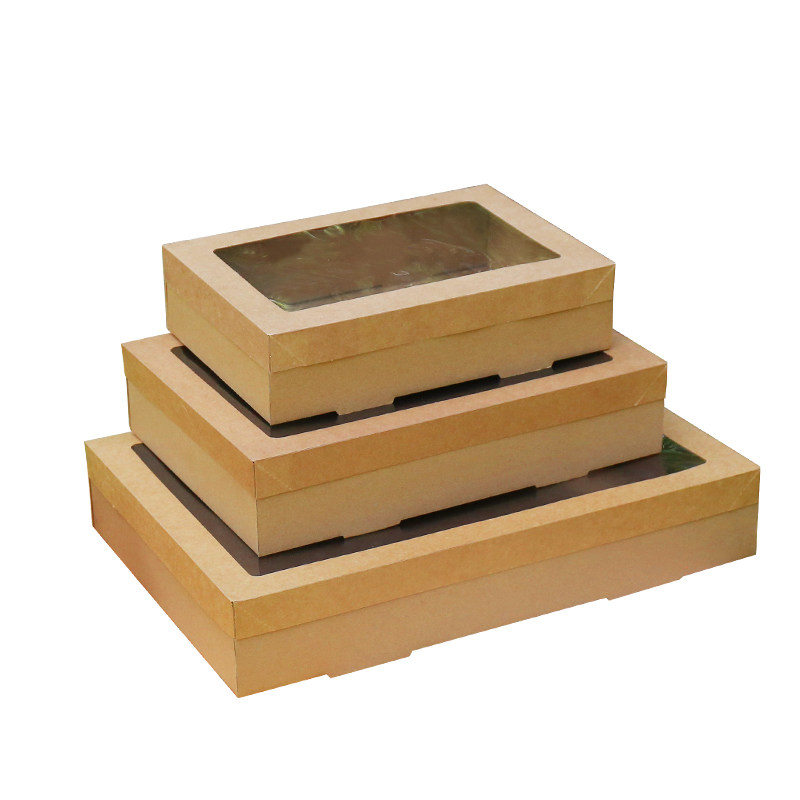 牛皮纸野餐盒便当一次性打包盒露营野餐户外烤肉水果小吃寿司盒子