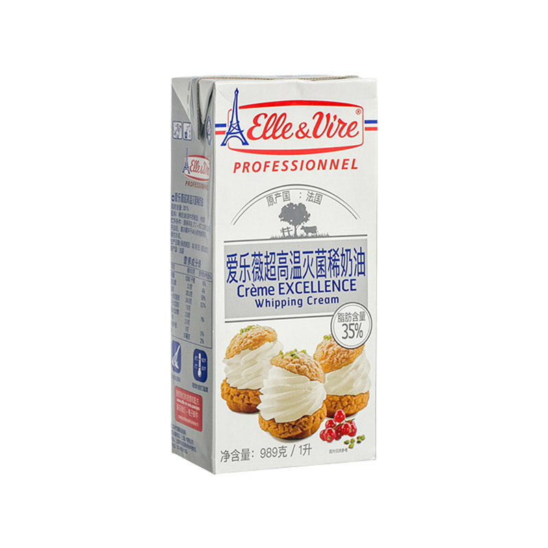 法国进口爱乐薇铁塔动物稀奶油铁塔淡奶油1L 蛋糕裱花diy蛋挞液