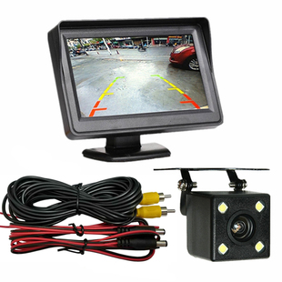 汽车红外夜视高清后视频小车货车4探头语音可视雷达倒车影像系统