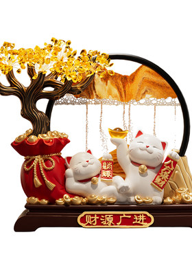 发财树流沙画招财猫摆件开业礼物店铺前台装饰品客厅乔迁新居礼物