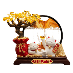 发财树流沙画招财猫摆件开业礼物店铺前台装饰品客厅乔迁新居礼物