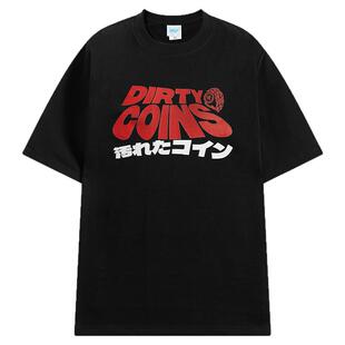 重磅纯棉日系潮流卡通印花半袖t恤上衣情侣装夏季百搭bf风短袖男