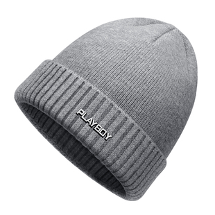 花花公子针织帽男士新款秋冬保暖毛线帽户外骑行冷帽防寒加绒帽子