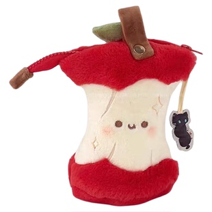 朴坊日稚商店红苹果核毛绒笔袋笔筒超火可爱铅笔文具盒高颜值学生