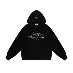 特惠6折起EMPTY REFERENCE原创黑色珍珠LOGO宽松休闲长袖连帽卫衣