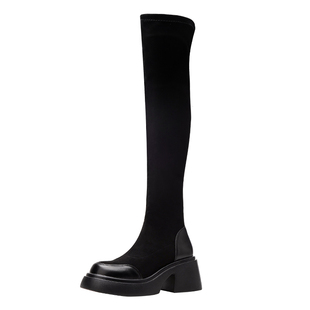 过膝靴厚底弹力靴高筒靴2025秋冬款瘦瘦靴粗跟增高长筒靴女长靴子