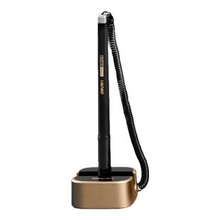 得力台笔定制刻字速干商务办公签字笔黑色中性笔固定笔座带线办公桌面前台防丢笔银行笔柜台带绳粘桌子上的笔