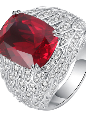 轻奢红宝石戒指925纯银定做