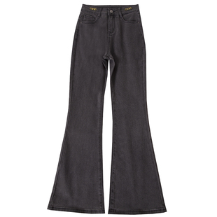 高腰微喇牛仔裤女显瘦2025秋冬新款弹力修身灰色喇叭长裤马蹄裤子