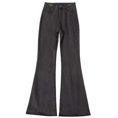 高腰微喇牛仔裤女显瘦2025秋冬新款弹力修身灰色喇叭长裤马蹄裤子