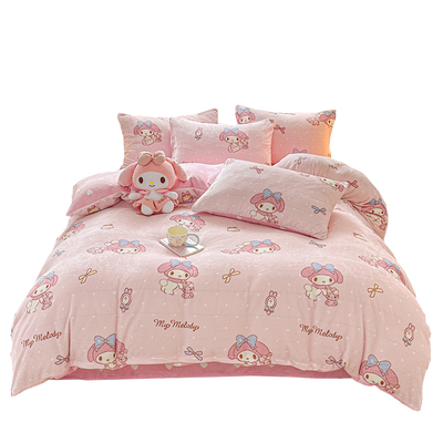美乐蒂冬季加厚牛奶绒被套四件套