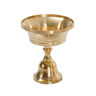 黄铜复古烛台座佛前供灯容器酥油灯底座灯盏高脚加厚长明灯供佛灯