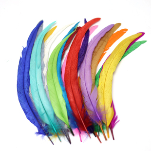 现货25-45脱色雄鸡尾毛舞台装饰道具服装配饰彩色羽毛DIY配件