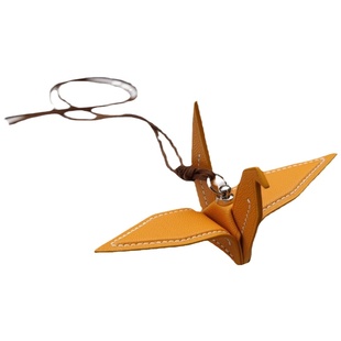 驭原创手工皮具 皮制千纸鹤车挂饰品diy纯手工缝制法国进口山羊皮