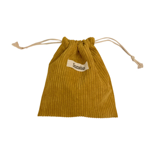 小白兔几 纯色灯芯绒织唛收纳袋抽绳束口化妆包女便携随身大容量