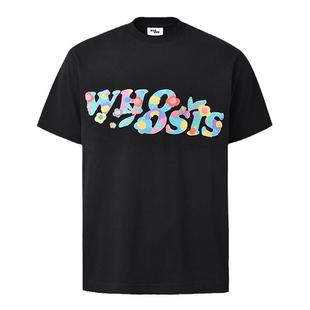 WHOOSIS（不知其名）彩色花卉刺绣LOGO短袖新中式t恤夏幻影休闲男